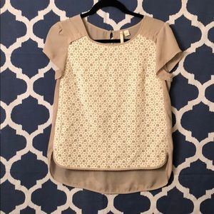 Lace embroidered overlay blouse for work